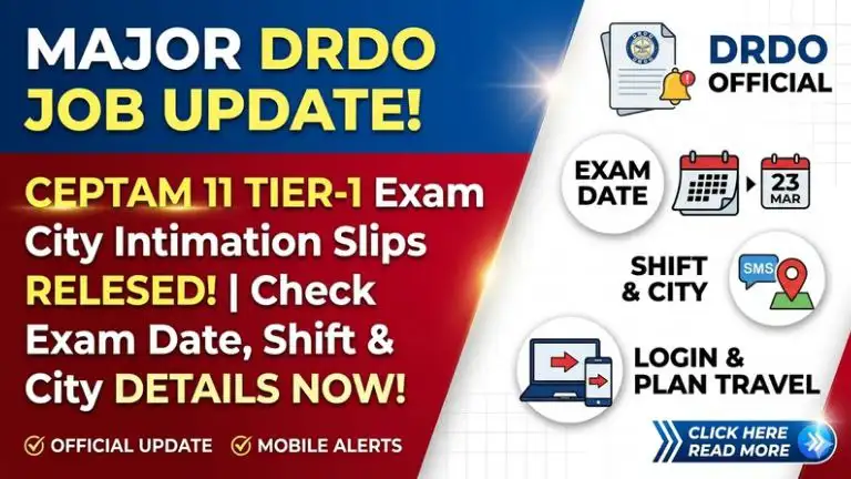 DRDO CEPTAM 11 City Intimation Slip 2026