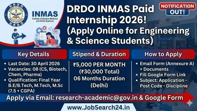 DRDO INMAS Paid Internship 2026
