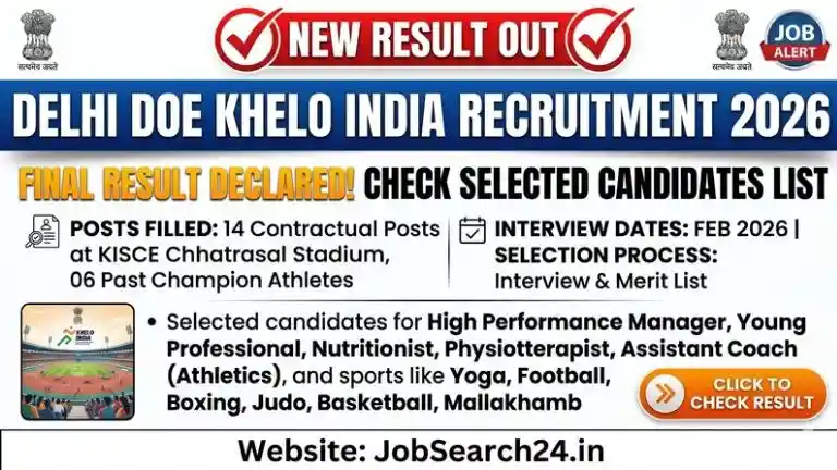 Delhi DOE Khelo India Recruitment 2026 Result