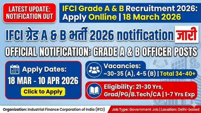 IFCI Grade A & B Recruitment 2026