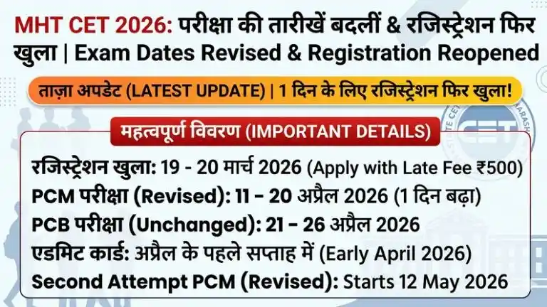 MHT CET 2026 Exam Date Revised