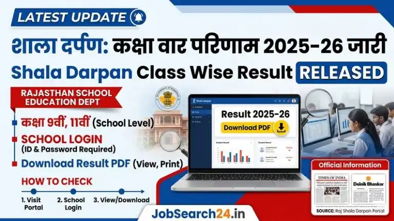 RBSE Shala Darpan Class 5th, 8th Result 2026