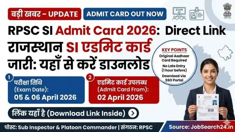 RPSC SI & Platoon Commander Admit Card 2026 