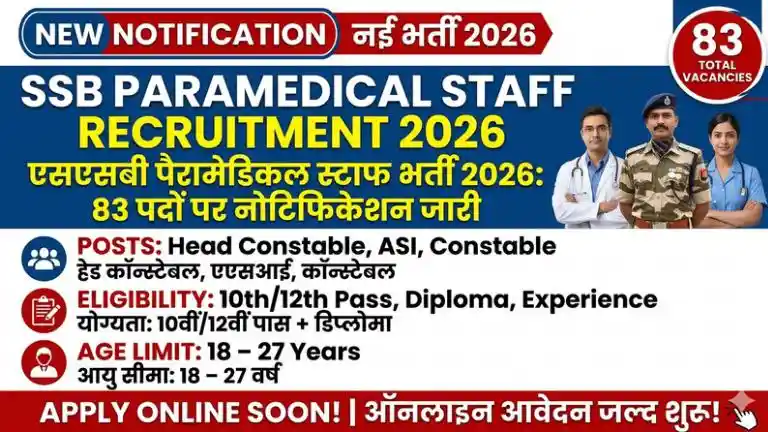 SSB Paramedical Staff Recruitment 2026