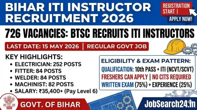 Bihar BTSC ITI Instructor Recruitment 2026