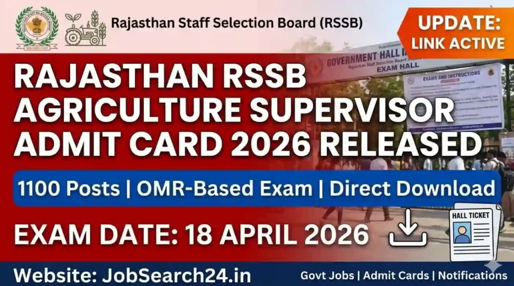 RSSB Agriculture Supervisor Admit Card 2026