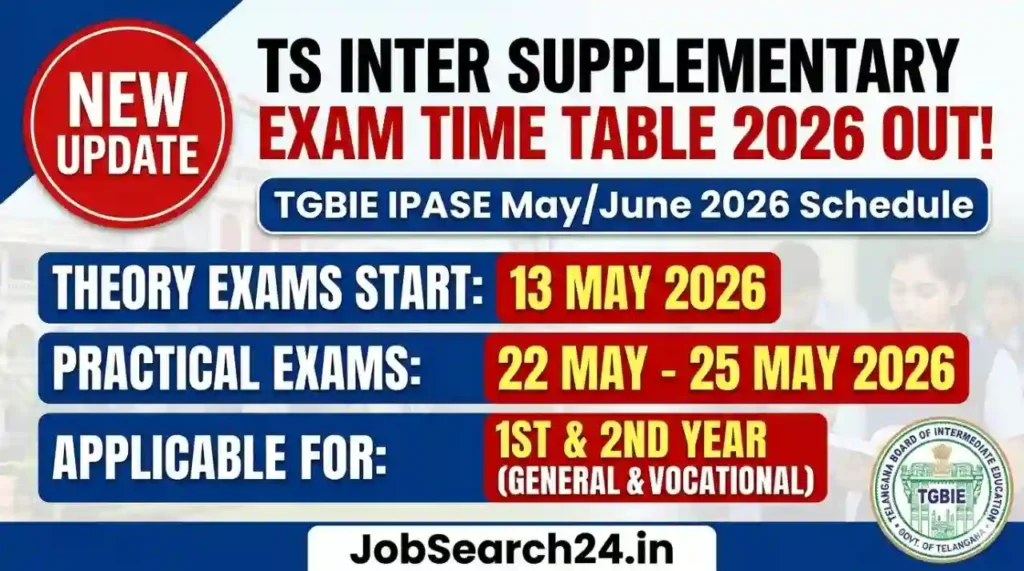 TS Inter Supplementary Exam Time Table 2026